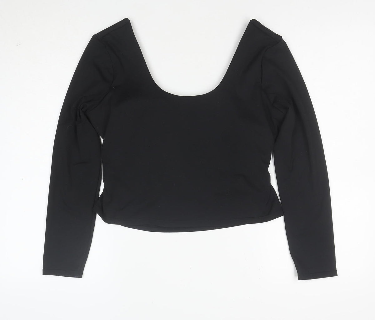 Fabletics Womens Black XL Long Sleeve Cropped Active Top