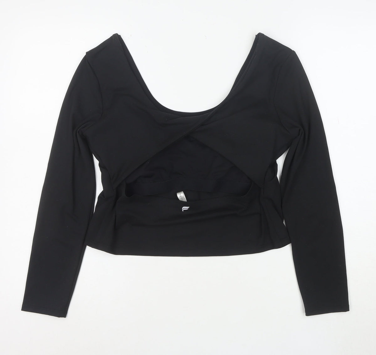 Fabletics Womens Black XL Long Sleeve Cropped Active Top