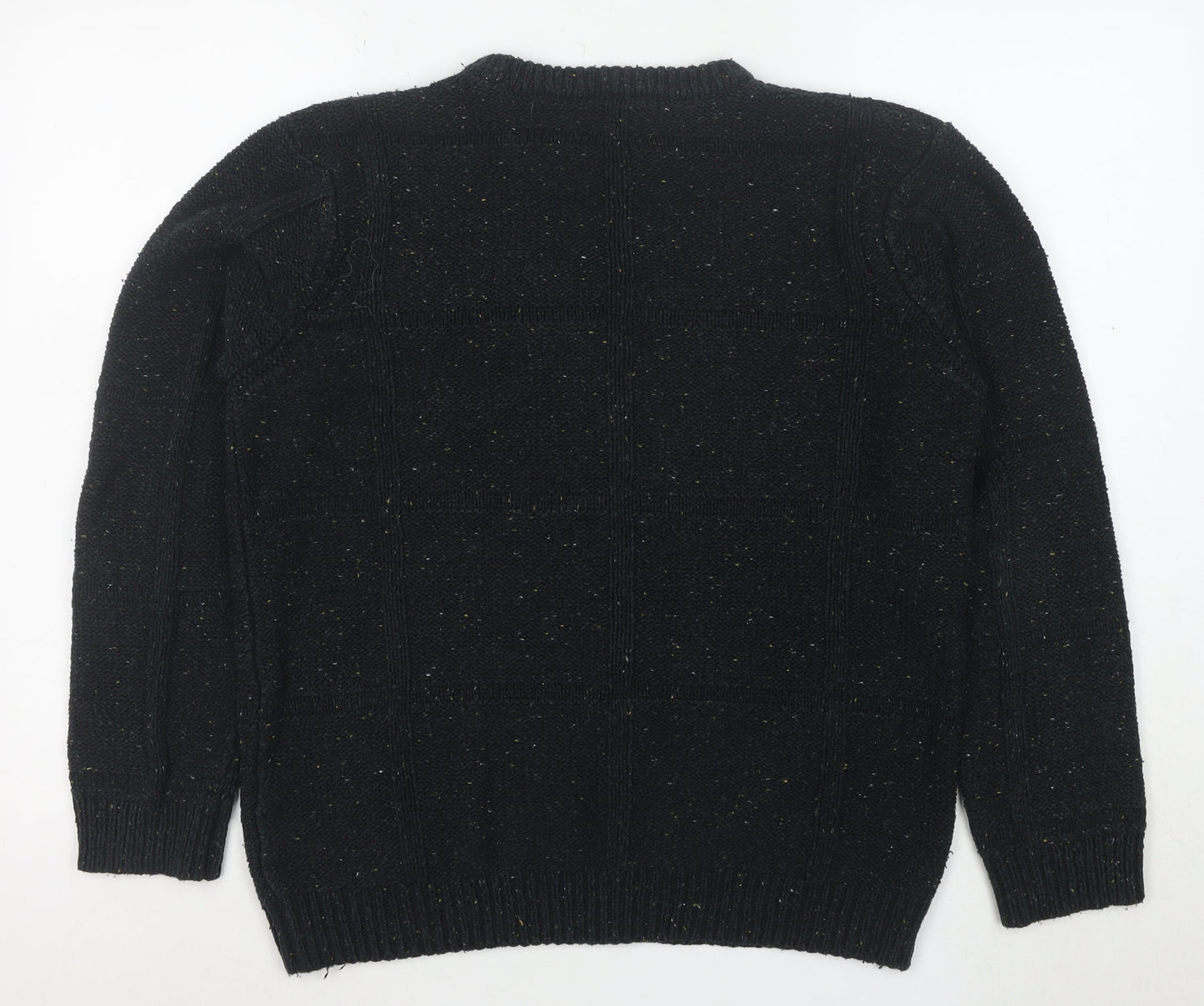 Zara Women’s Black Chunky Knit Wool Blend Crew Neck Jumper Size 12