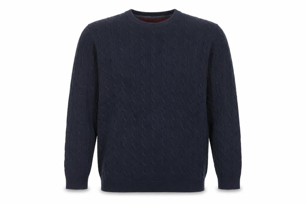 Racing Green Men's Blue Cable-Knit Cotton Jumper XL Crew Neck
