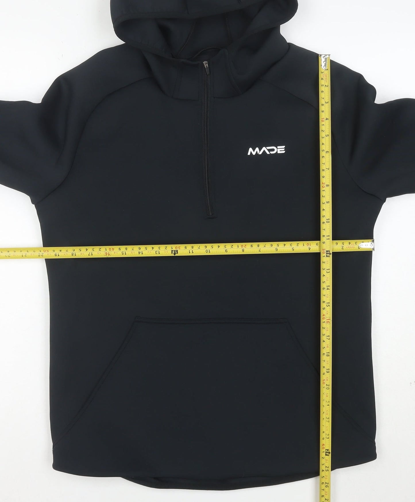 MADE Running Men's Black Small 1/4 Zip Hoodie with Kangaroo Pocket