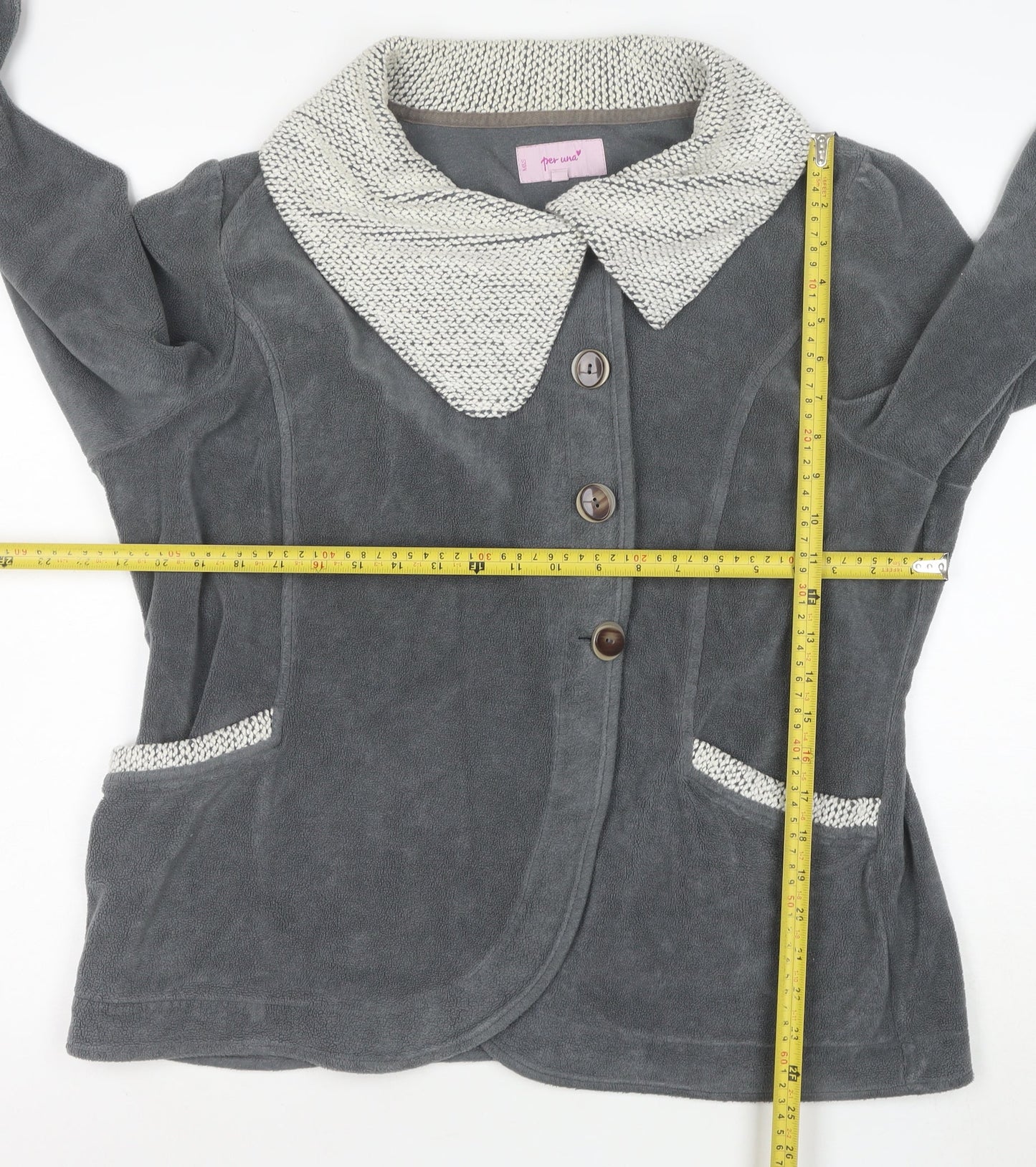 Marks and Spencer Women’s Grey Knit Trim Fleece Jacket XL