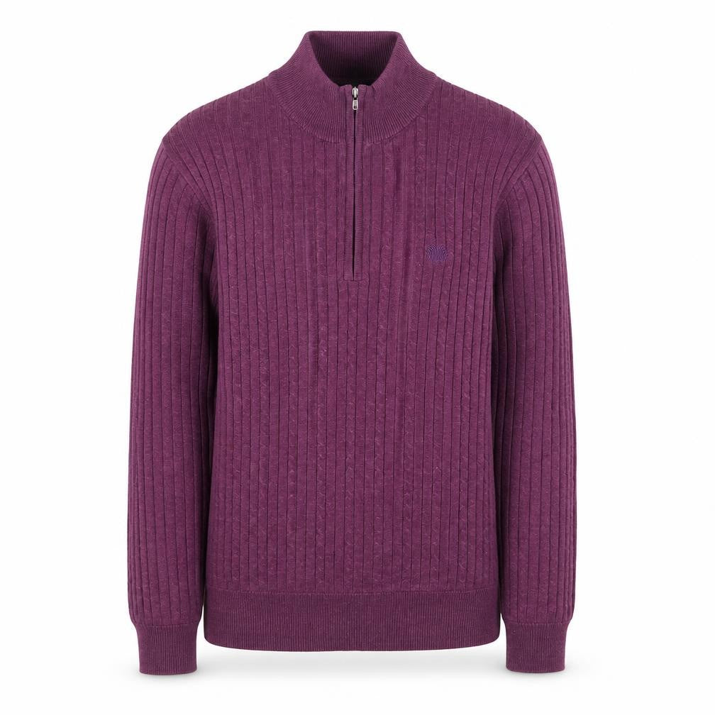 Palm Grove Women's Purple Size 12 1/2 Zip Ribbed Knit Jumper