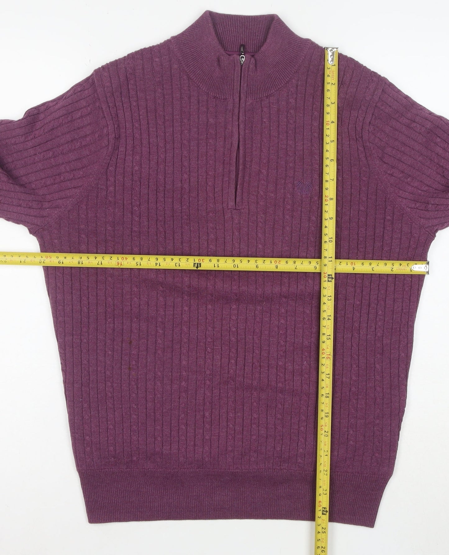 Palm Grove Women's Purple Size 12 1/2 Zip Ribbed Knit Jumper