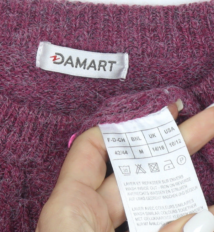 Damart Women's Purple Cable Knit Button Cardigan Size M 14/16