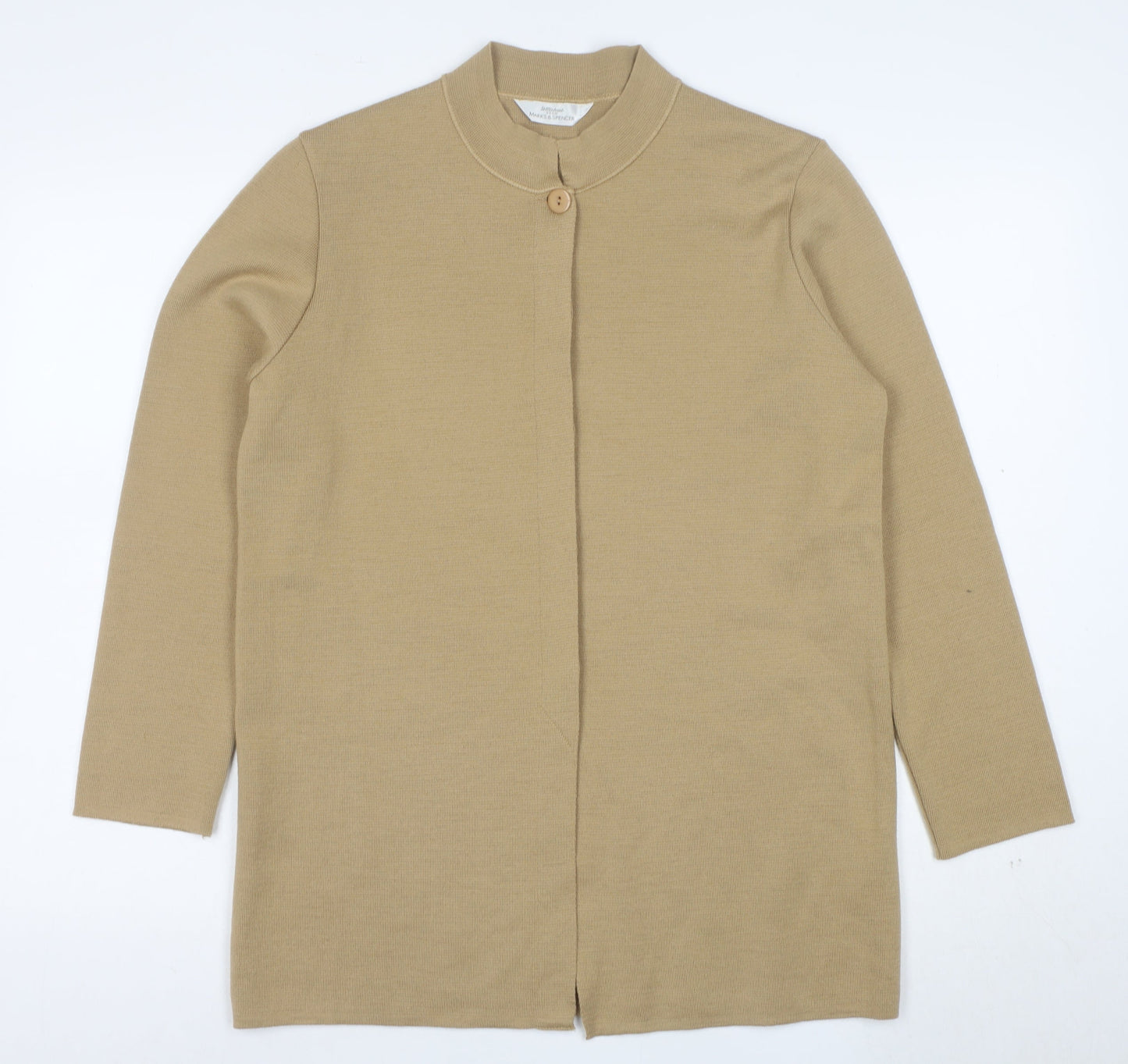 Marks and Spencer Women’s Beige Merino Wool Collared Cardigan Size 12