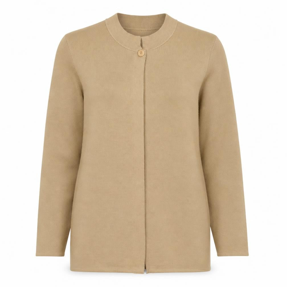 Marks & Spencer Women’s Beige Merino Wool Collared Cardigan Size 12