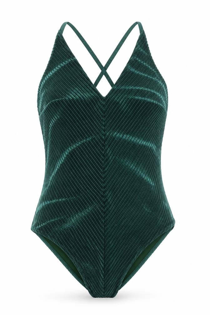 Luna Women Green One Piece Swimsuit Size 14 Adjustable Straps Nylon