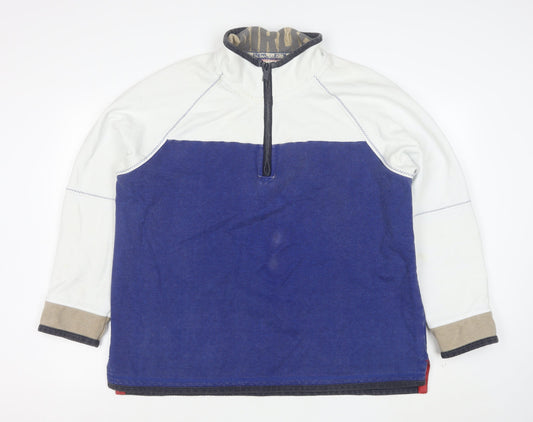 Fat Face Men Blue Cotton Half Zip Pullover Sweatshirt Size M