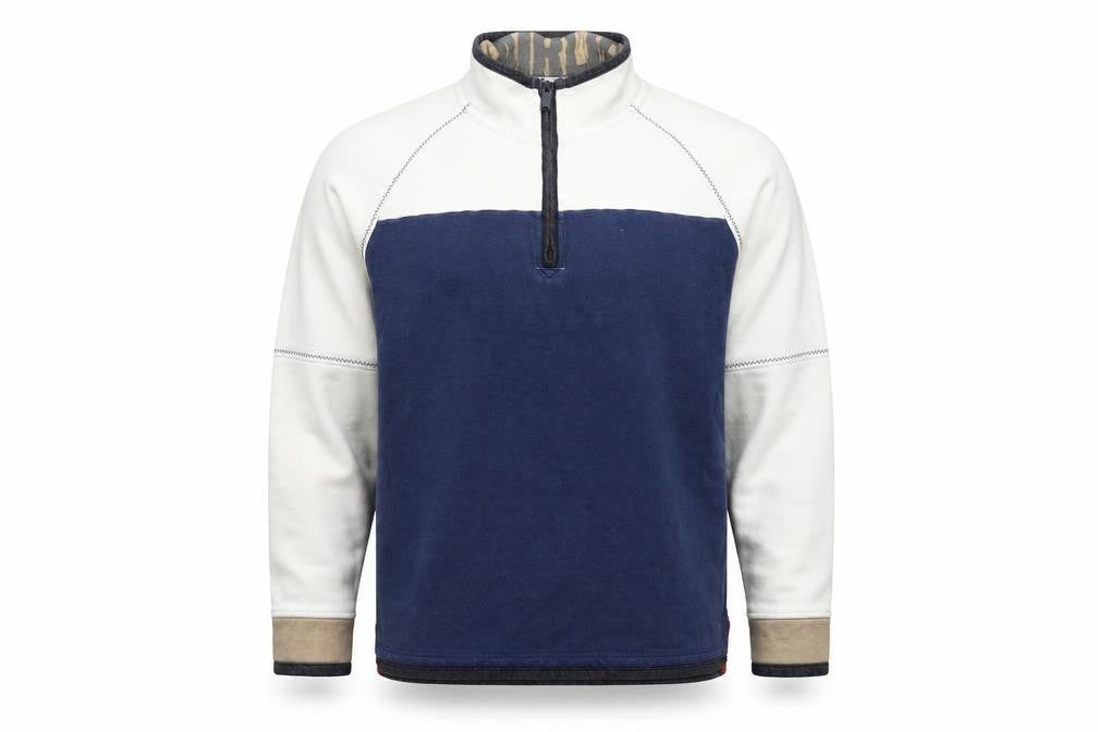 Fat Face Men Blue Cotton Half Zip Pullover Sweatshirt Size M