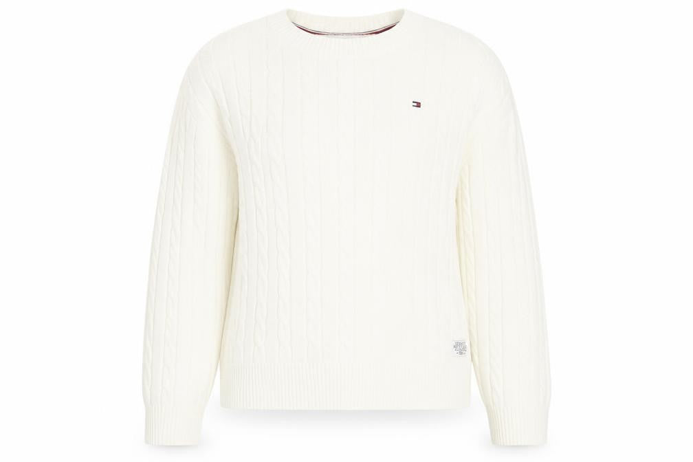 Tommy Hilfiger Girls Ivory Cable Knit Wool Blend Jumper Size 164