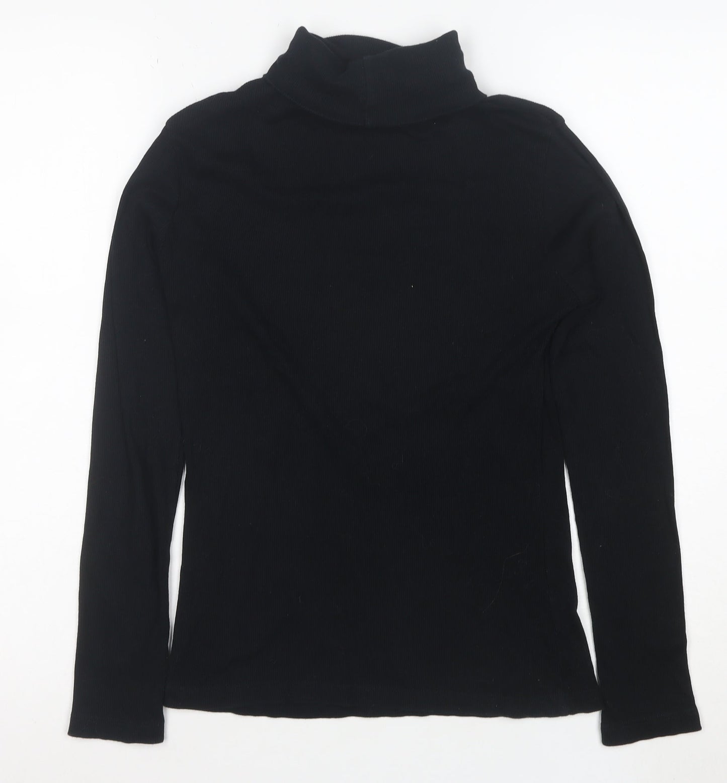 River Island Women's Black Roll Neck Long Sleeve Cotton Top Size 10
