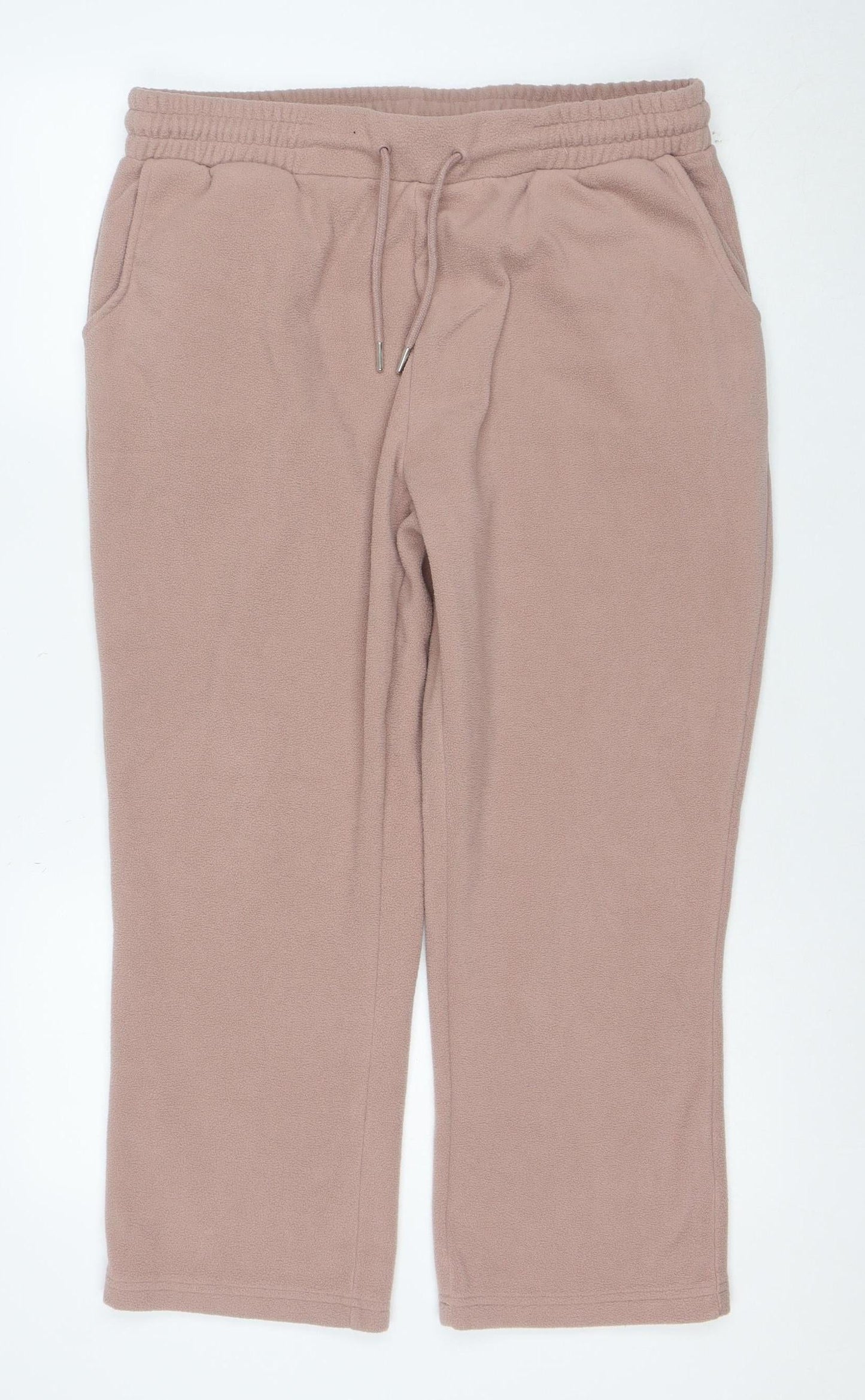 Damart Women Beige Fleece Sweatpants L UK 18/20 Elastic Waist Winter