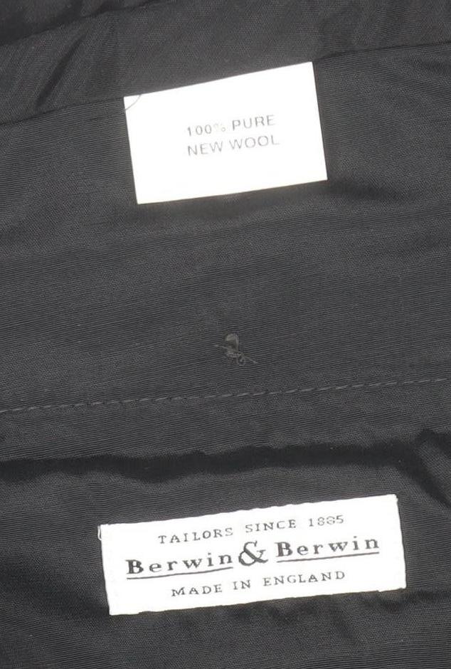 Berwin & Berwin Men's Black 42W Wool Pleated Dress Trousers