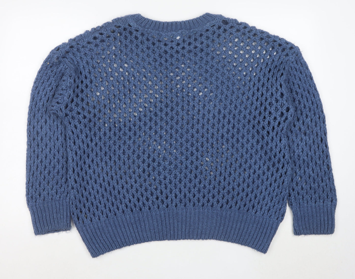 Topshop Women’s Blue Open-Knit Acrylic Pullover Jumper Size S UK 8-10