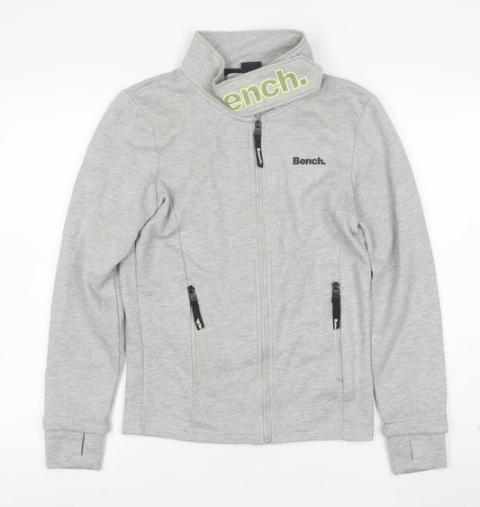 Bench Womens Grey Full Zip Hoodie XS Casual Lightweight Sweatshirt
