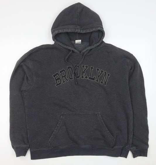 Zayan Mens Grey XL Pullover Hoodie Brooklyn Graphic Fleece