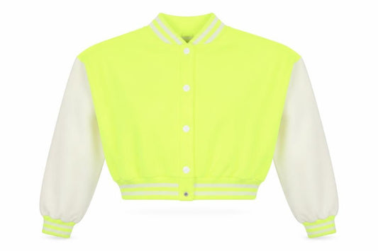 STYOUROUTFIT Women's Yellow Varsity Jacket Size 12 Cropped Casual