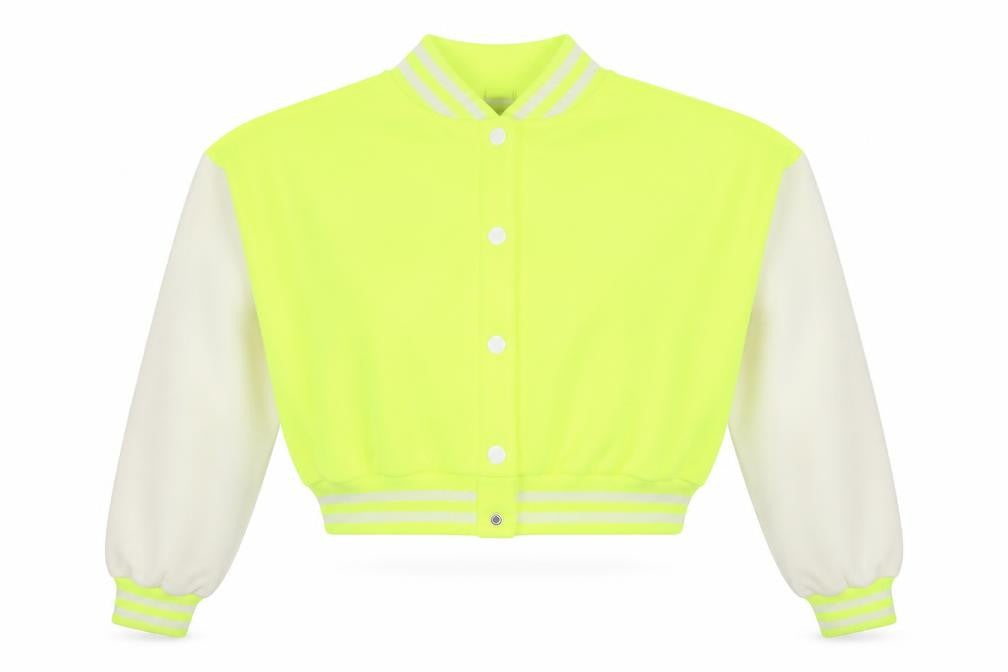 STYOUROUTFIT Women's Yellow Varsity Jacket Size 12 Cropped Casual