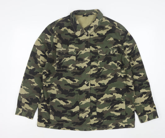 New Look Women Green Camo Military Jacket Size 14 Cotton