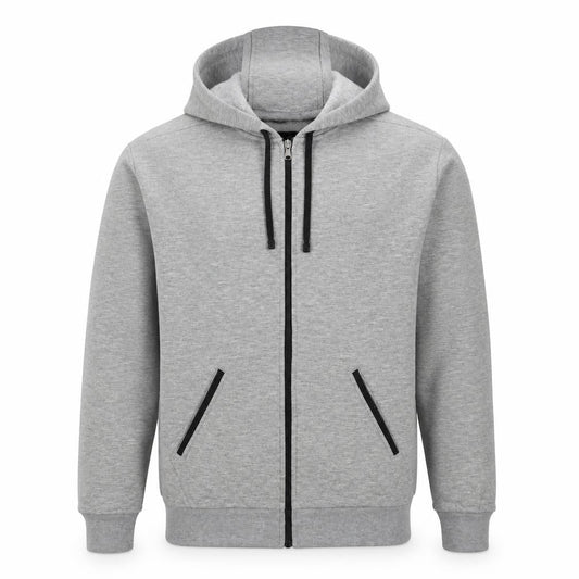 Champion Men's Grey Full Zip Hoodie Size M Fleece Lined