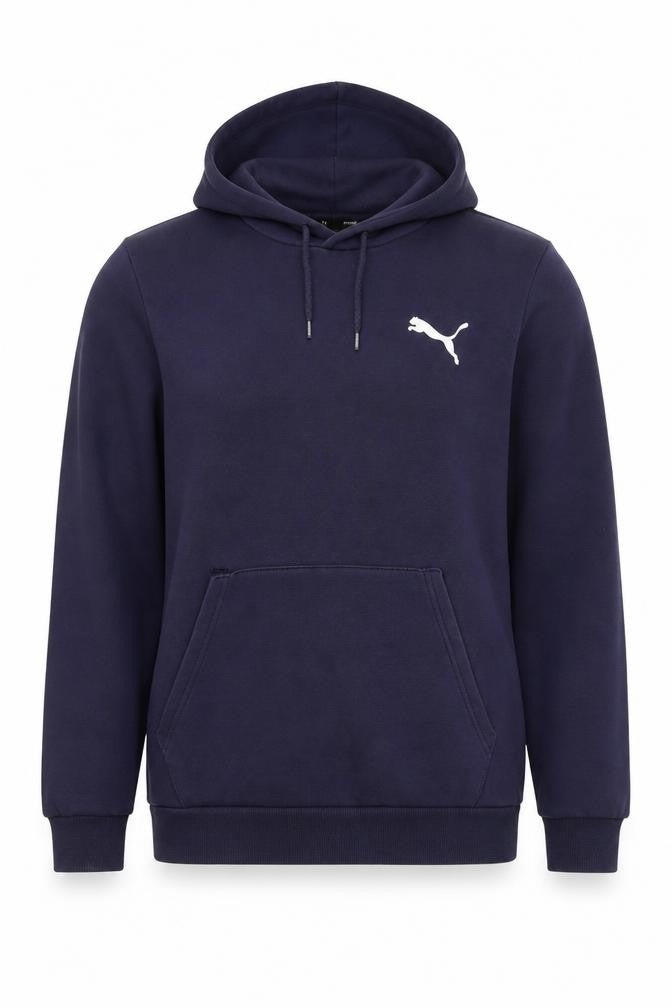 Front view of Puma Men's Blue Pullover Hoodie, size S, Fleece Sportswear