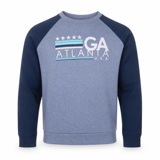 Salt Creek Men's Blue Graphic Atlanta Pullover Sweatshirt M