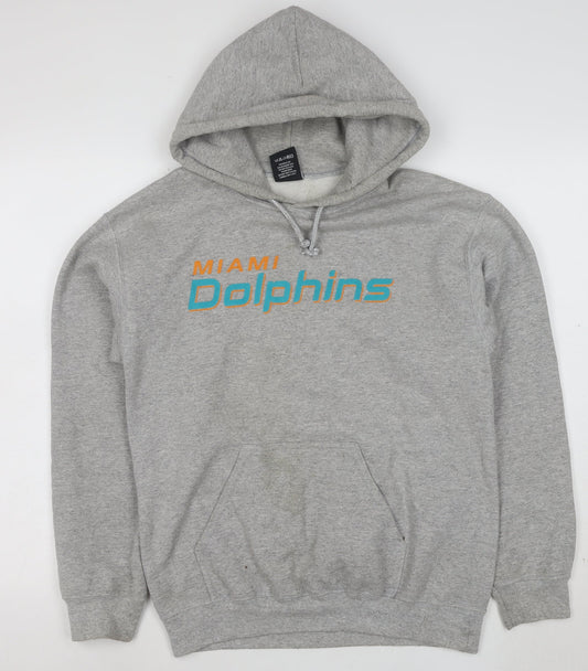 NFL Team Apparel Men’s Grey Miami Dolphins Pullover Hoodie Size S