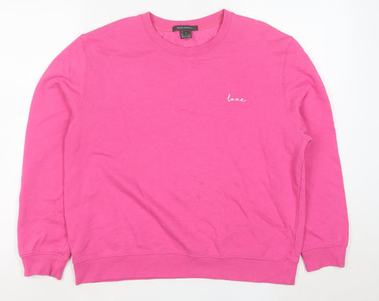 French Connection Women’s Pink Cotton Crew Neck Pullover Sweatshirt Size L