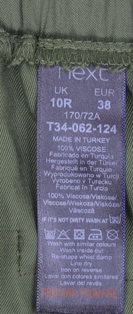 Next Women's Green Wide-Leg Viscose Trousers Size 10R
