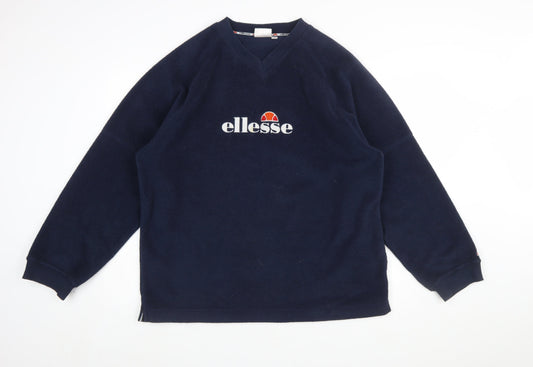Ellesse Men's Blue Fleece Pullover Sweatshirt L Retro Sportswear