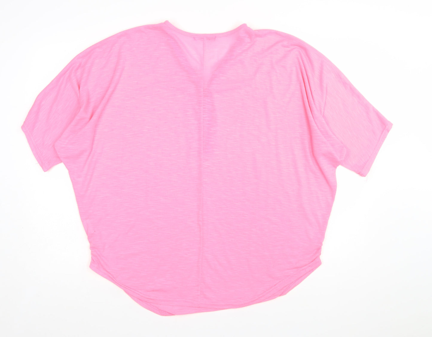 Quiz Womens Pink Rhinestone Zip V-Neck Short Sleeve Relaxed T-Shirt M