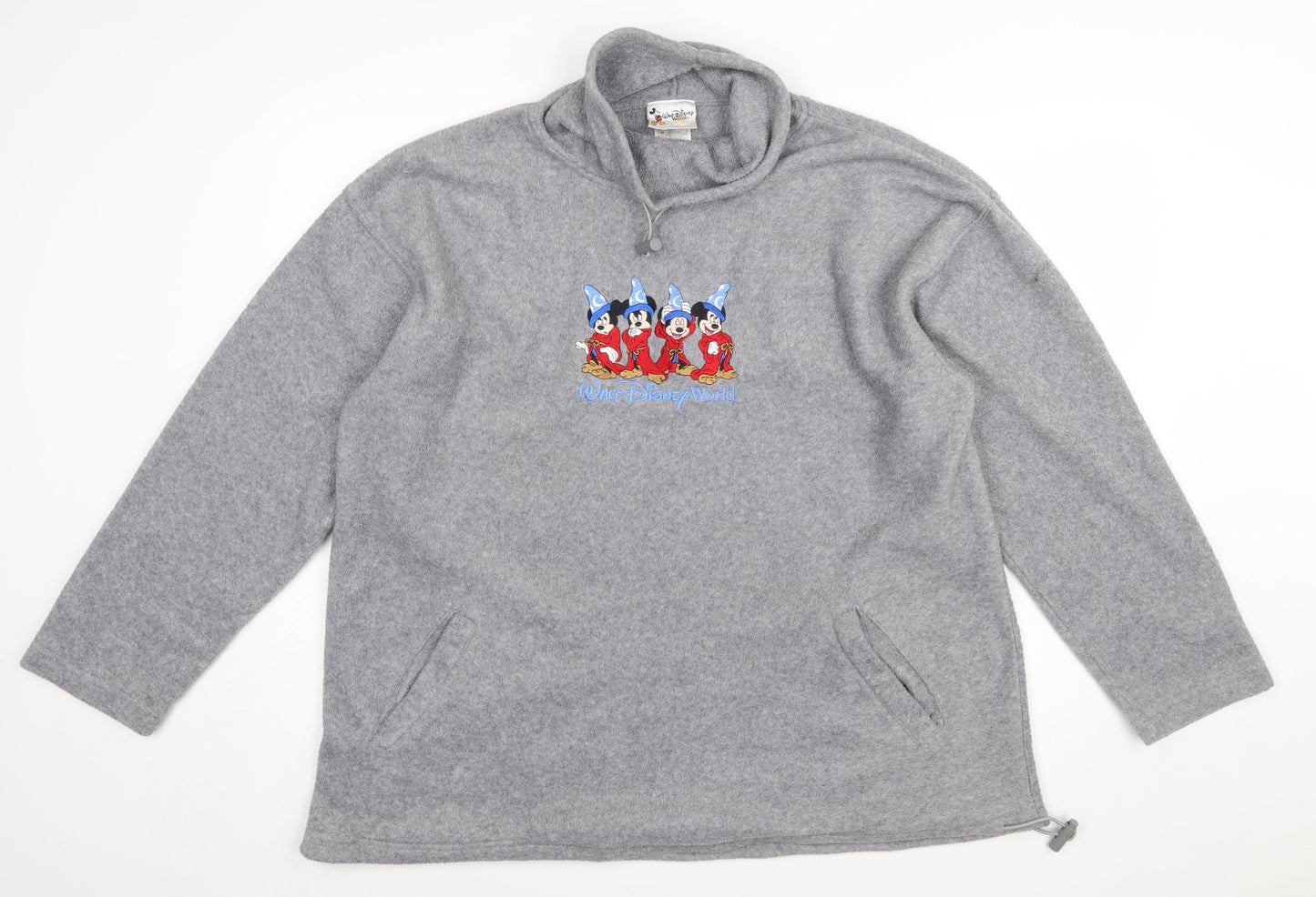 Walt Disney World Grey Fleece Pullover Sweatshirt Women XL Mickey Design