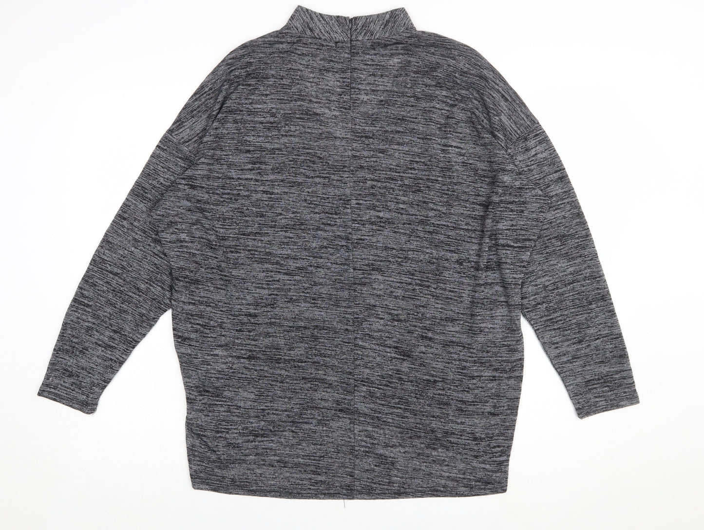 QED London Women's Grey Beaded V-Neck Long Sleeve Blouse Size S