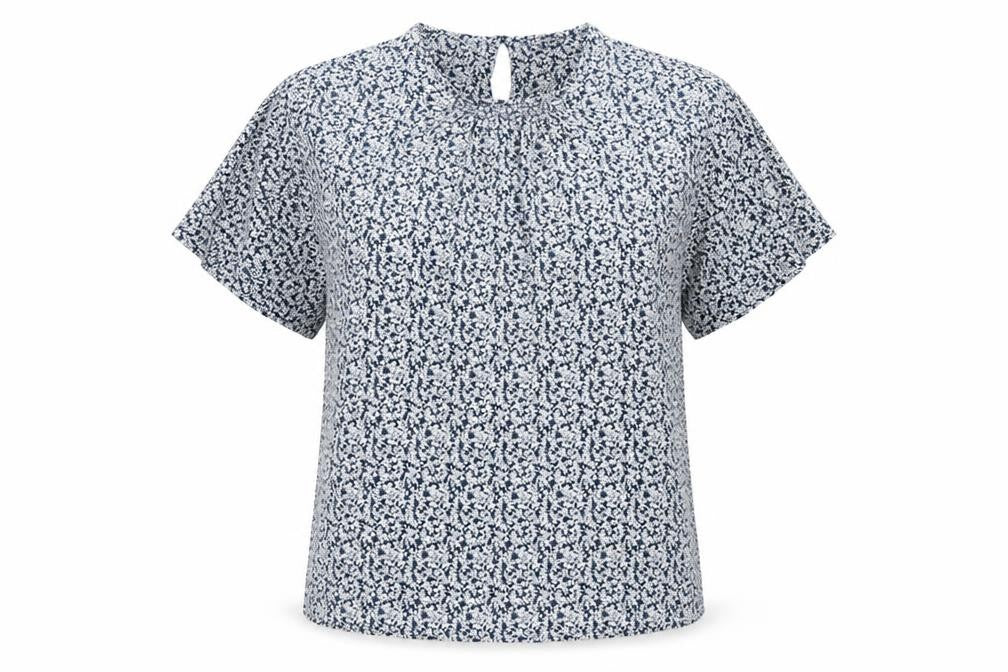 Marks & Spencer Women Blue Floral Viscose Tunic Blouse Size 12