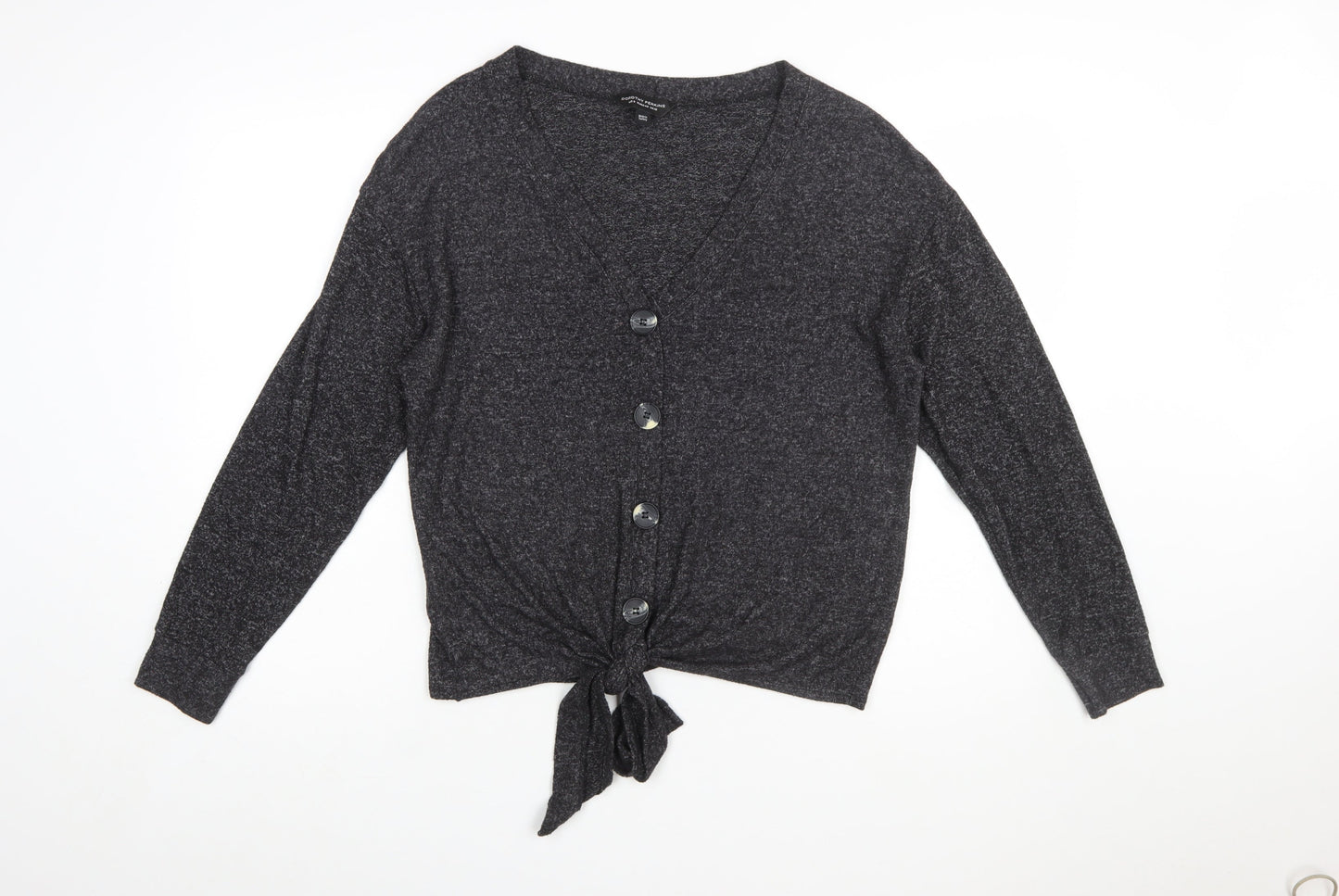 Dorothy Perkins Women's Grey V-Neck Button Tie Cardigan UK 12