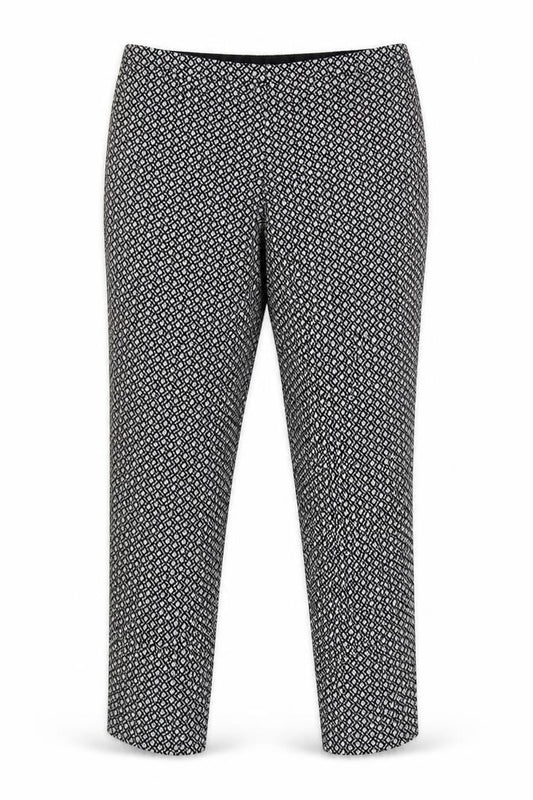 Oasis Women Black White Floral Cotton Slim Trousers Size 12