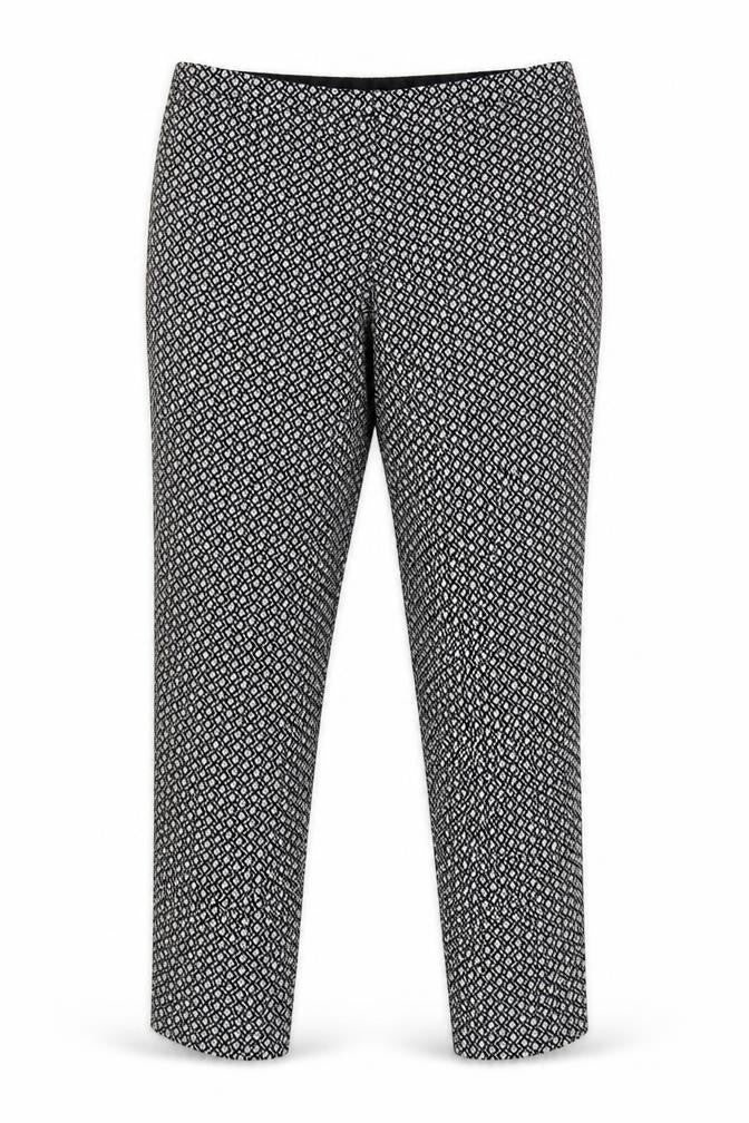 Oasis Women Black White Floral Cotton Slim Trousers Size 12