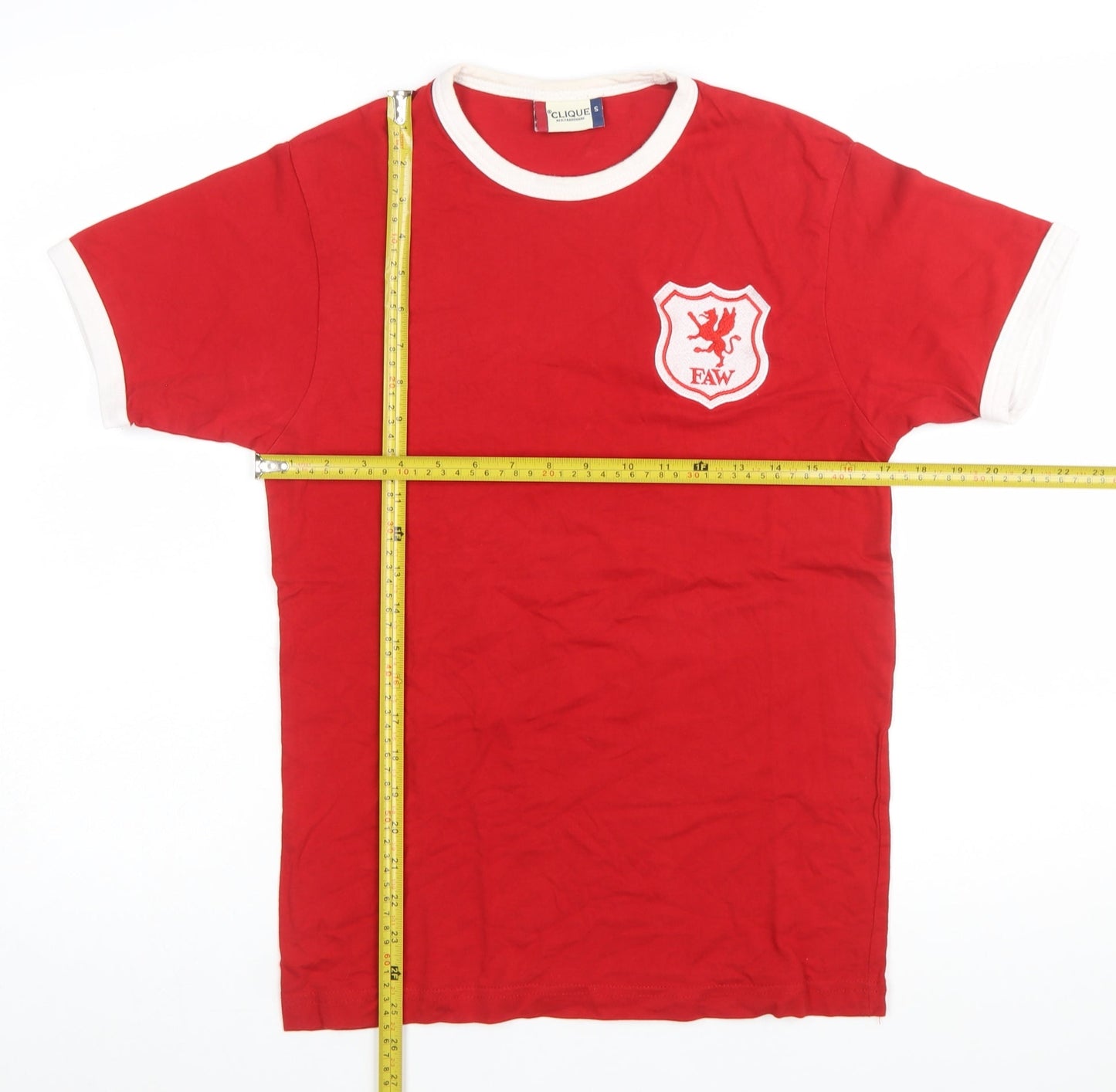 Clique Men's Red FAW Crew Neck Short Sleeve Cotton T-Shirt Size S