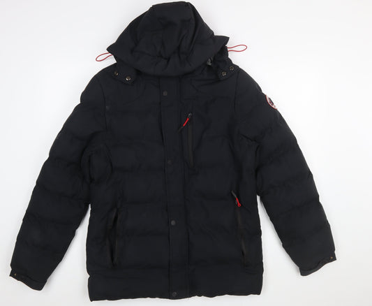 Tokyo Laundry Men's Black Hooded Puffer Jacket S Waterproof Winter Coat