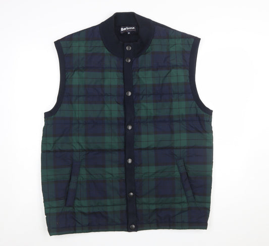 Barbour Men's Green Check Padded Waistcoat 2XL Bodywarmer Outdoor