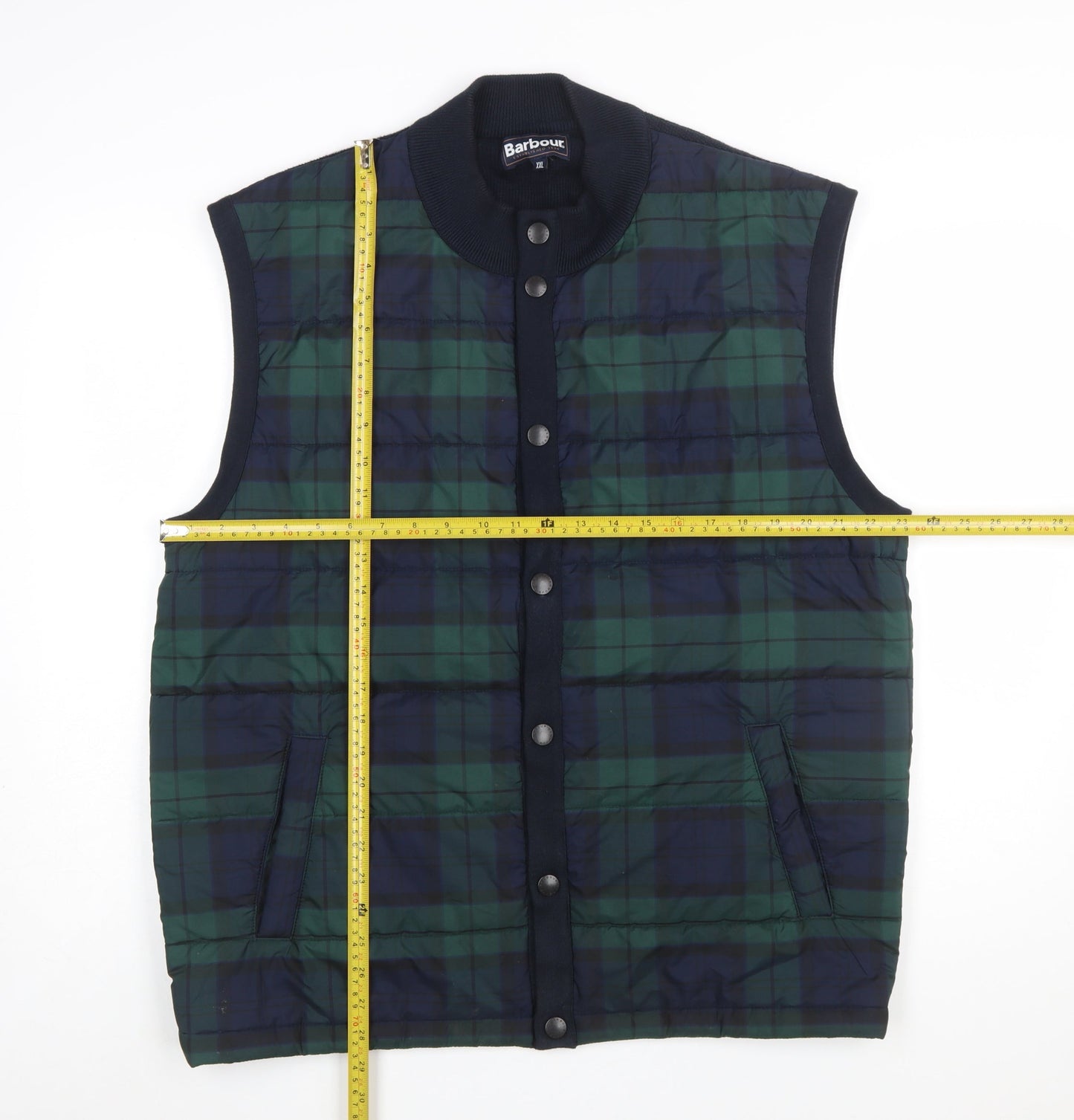Barbour Men's Green Check Padded Waistcoat 2XL Bodywarmer Outdoor