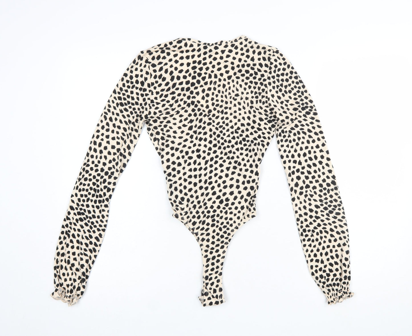 Miss Selfridge Women's Beige Animal Print Long Sleeve Bodysuit UK 6