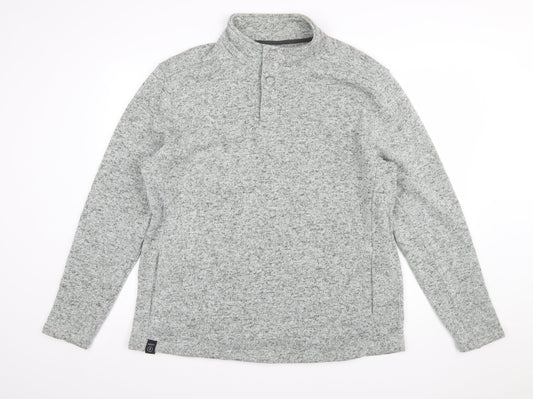 DNM Dissident Men's Grey Button Henley Fleece Sweatshirt XL