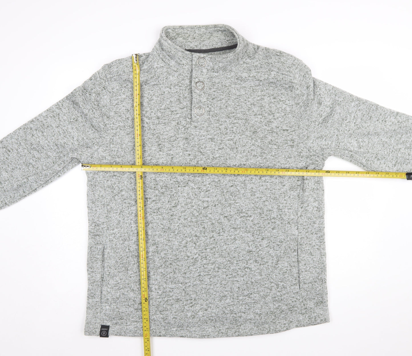 DNM Dissident Men's Grey Button Henley Fleece Sweatshirt XL