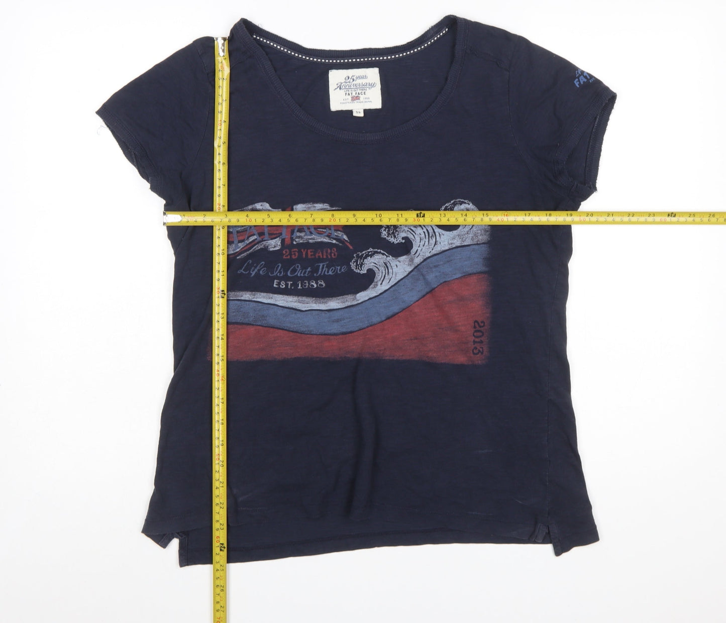 Fat Face Women's Blue Cotton Graphic T-Shirt Size 14