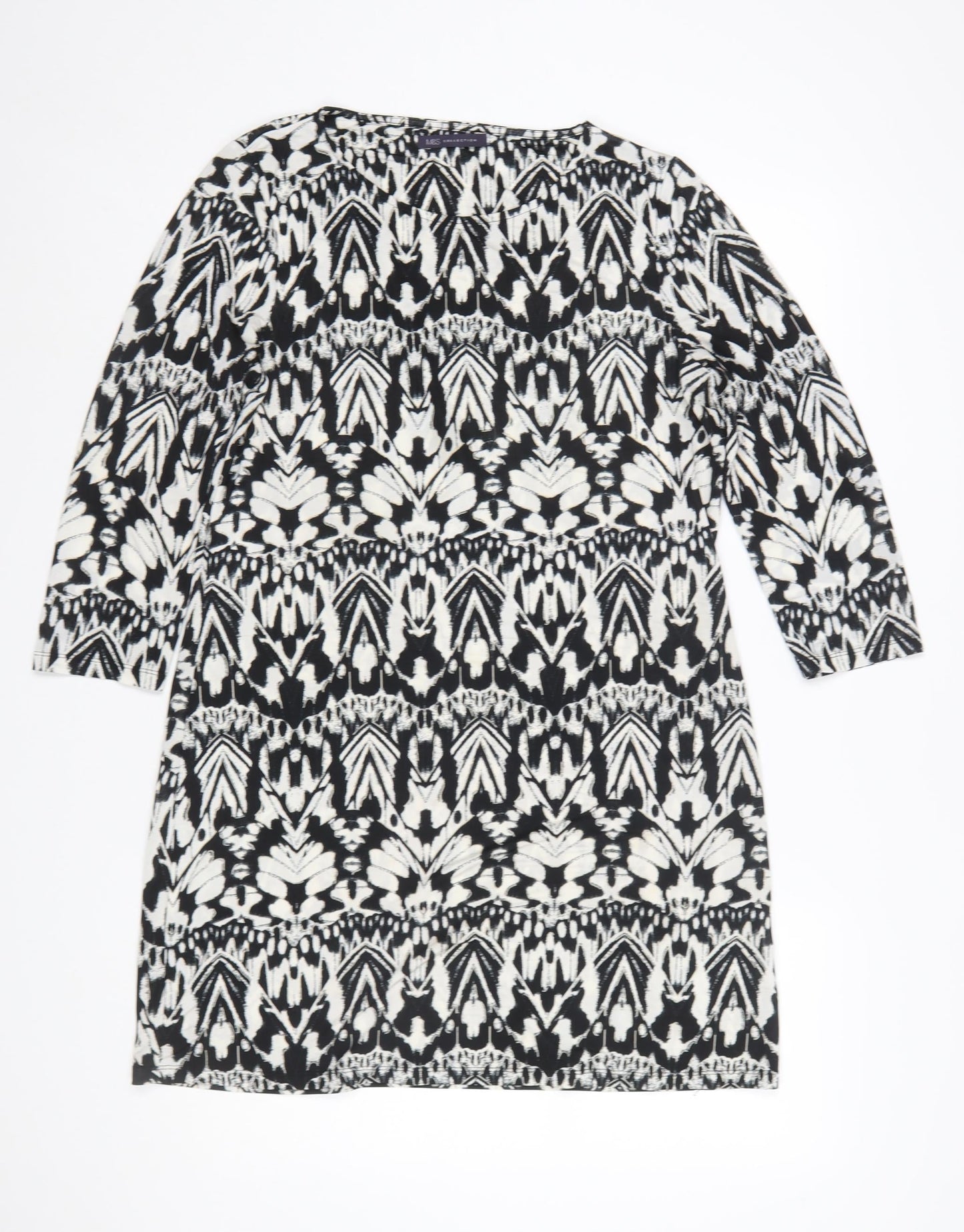 Marks and Spencer Womens Black Geometric Shift Dress Size 12