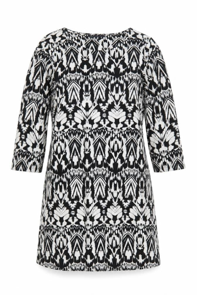 Marks & Spencer Womens Black Geometric Shift Dress Size 12