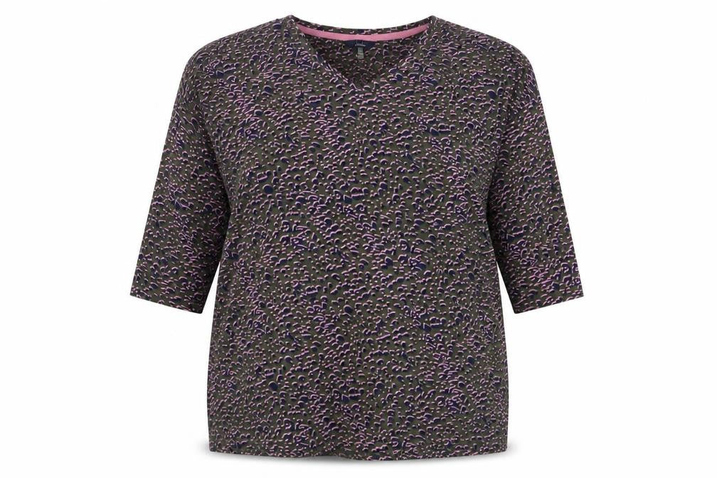 Joules Women's Multicoloured Animal Print Cotton V-Neck Top UK 14