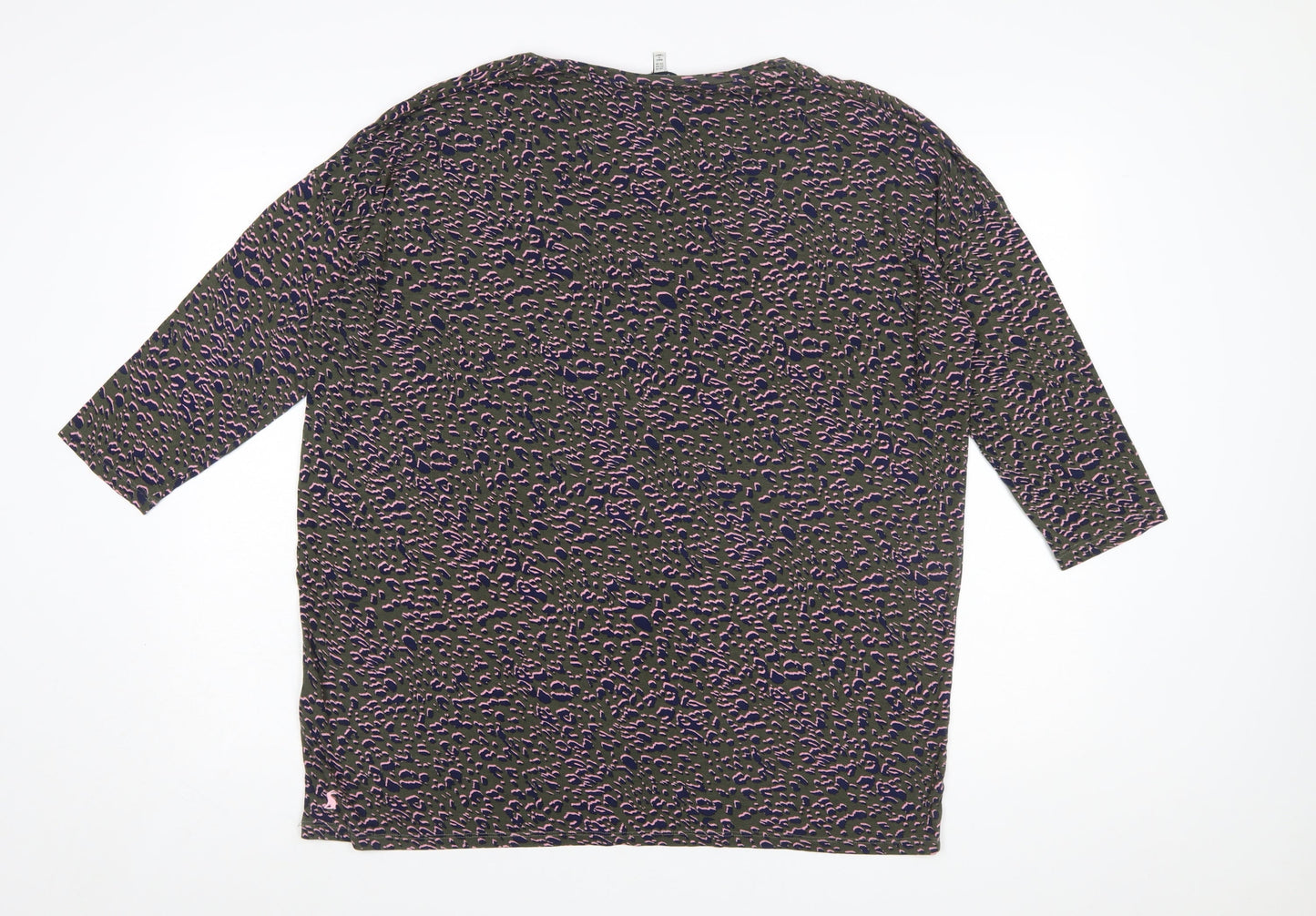 Joules Women's Multicoloured Animal Print Cotton V-Neck Top UK 14
